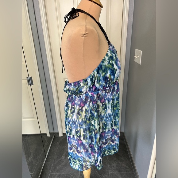 Vintage Self Esteem Blue Abstract Print Y2K Babydoll Tank Top Fairy Boho Hippie - Picture 4 of 9